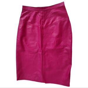 Vintage hot pink leather pencil skirt